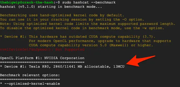 Hashcat recognize our GPU